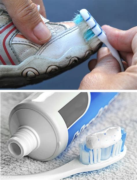 cleaning tennis shoes with toothpaste.